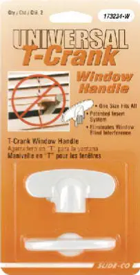 Slide-Co 173234-W White Casement Operator Universal Tee Crank Handle 2-Pack