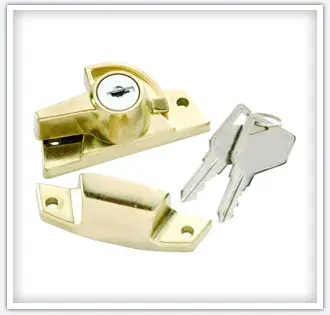 First Watch Security 1400 Keyed Window Sash Lock Polished Brass