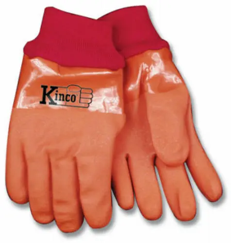 Kinco 8170-L Men's Winter Lined Full PVC Glove Large Amber Color Cold Weather Work