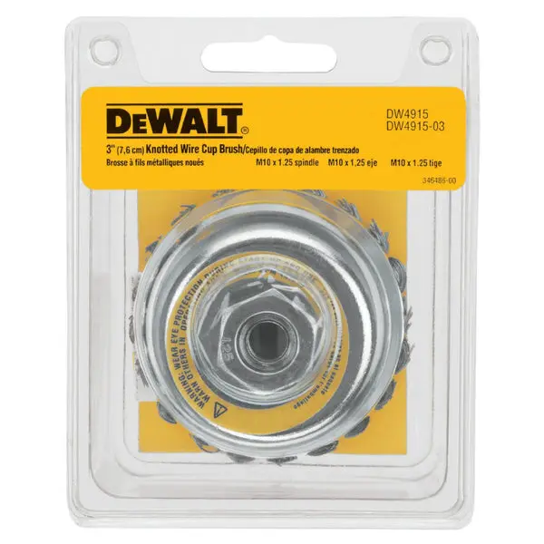 DeWalt DW4915 High Performance Carbon Steel Knotted Cup Brush 3 Inch x M10-1.25 Arbor