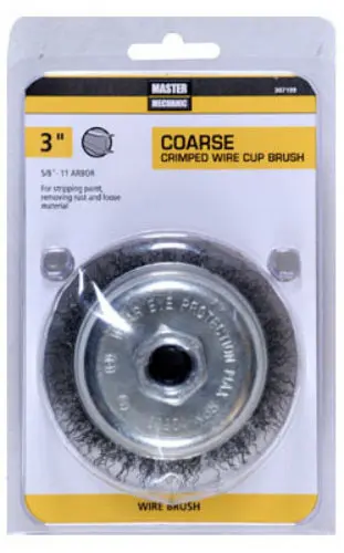 Master Mechanic 307199 Coarse Crimped Wire Cup Brush 3 Inch Metal Cleaning