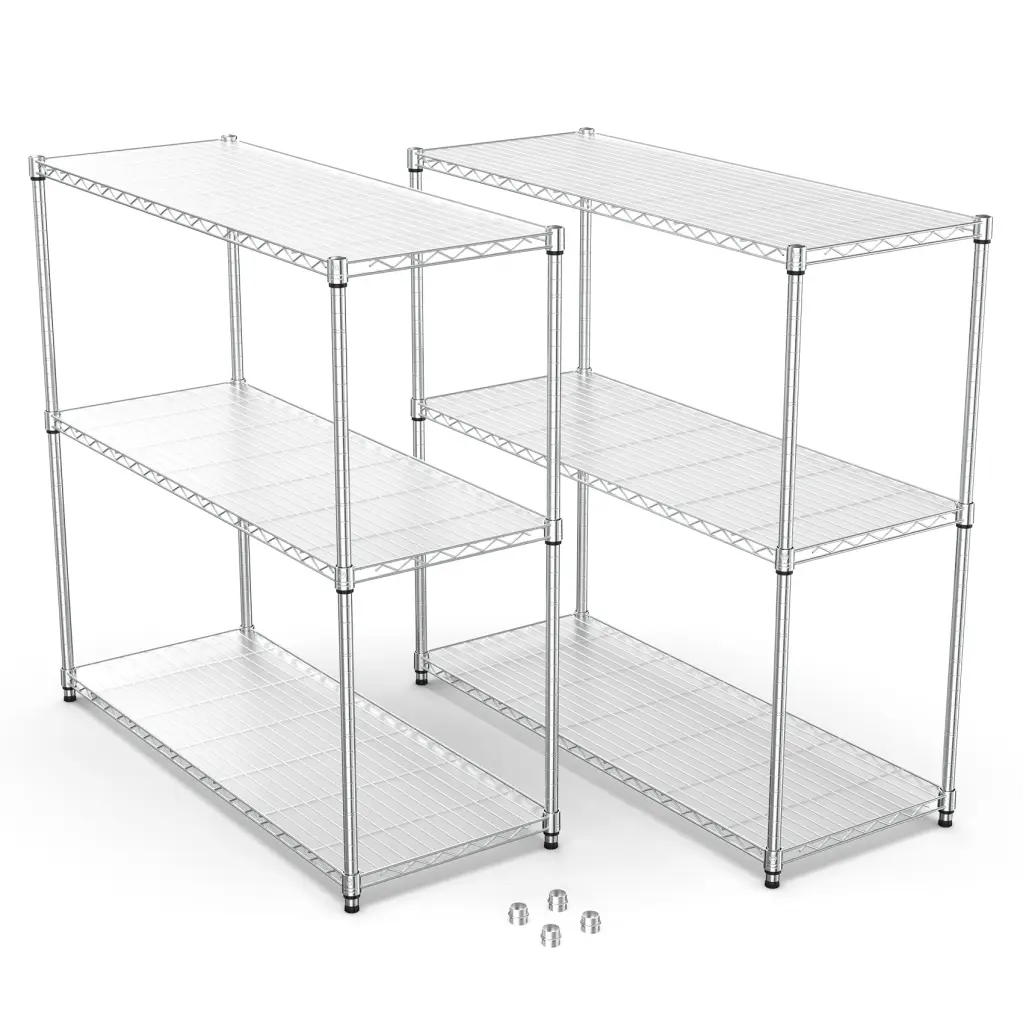2 Pack 3 Tier Shelf Wire Shelving Unit Chrome Iron Storage Rack like it