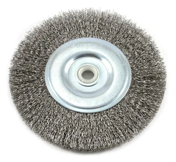 Forney 72745 Coarse Crimped Wire Wheel Brush 6 Inch 1/2-5/8 Arbor Tough Cleaning