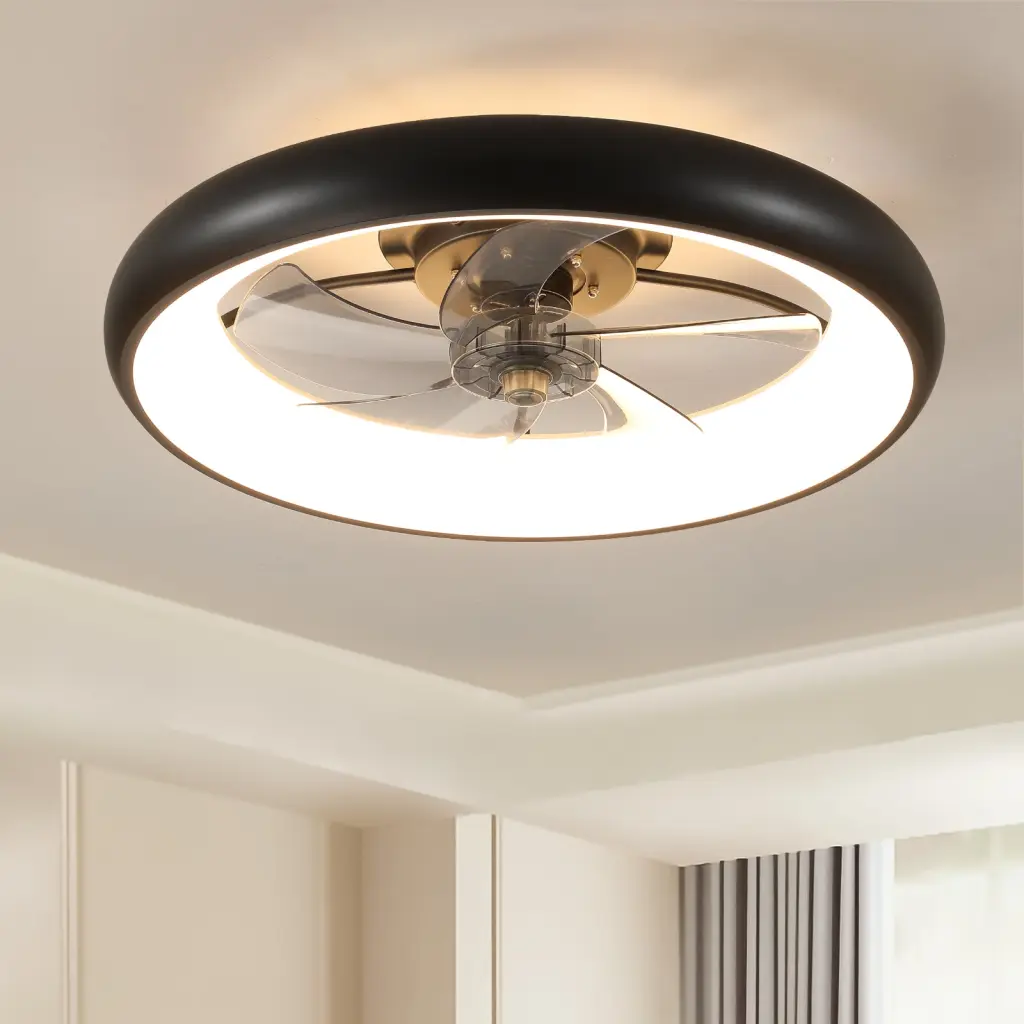 Ceiling Fan Lights Dimmable LED Black White Aluminium Iron Blades lighting commune