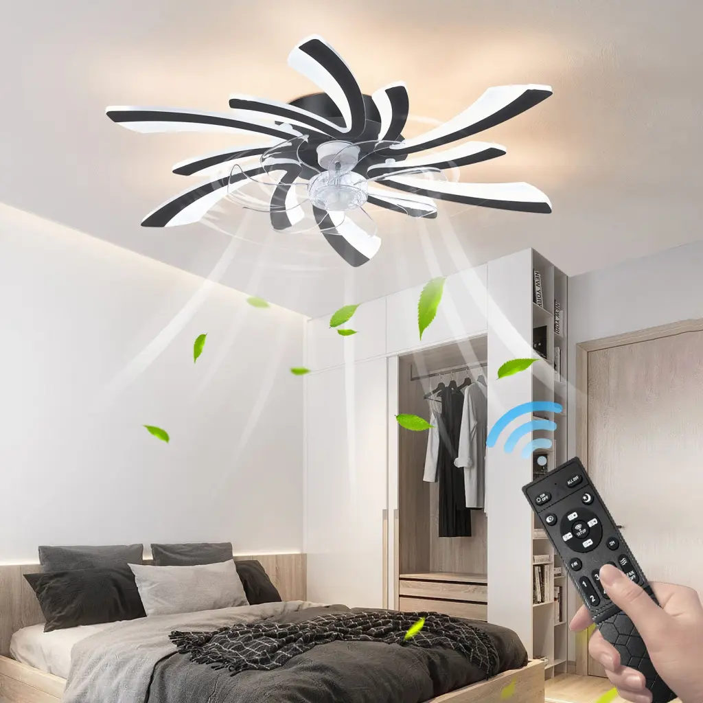 30.7 Inch Ceiling Fan Lights Remote Regulation 3 Color Temperatures 6 Blades w1962 seehui lighting
