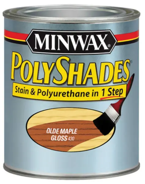 Minwax 214304444 PolyShades Stain and Polyurethane Gloss Finish Olde Maple 1/2 Pt