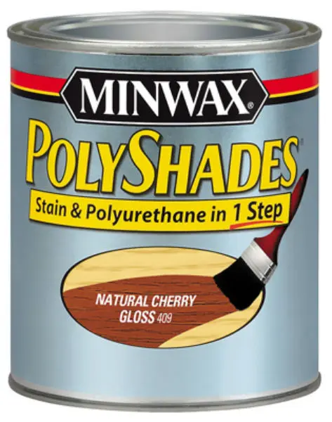 Minwax 214904444 PolyShades Stain & Polyurethane Gloss Finish Natural Cherry 1/2 Pint