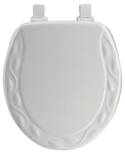 Mayfair 34EC-000 Round Molded Wood Toilet Seat Easy-Clean Hinge White Ivy